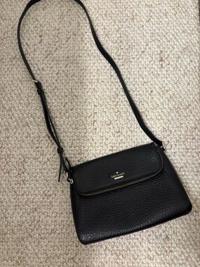 Kate Spade Jackson Black Pebbled Leather Medium Flap Crossbody Bag
